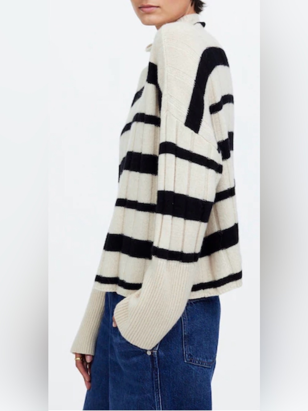 NWOT New Madewell Ribbed Cashmere-Wool Blend Pullover Sweater - Picture 2 of 8